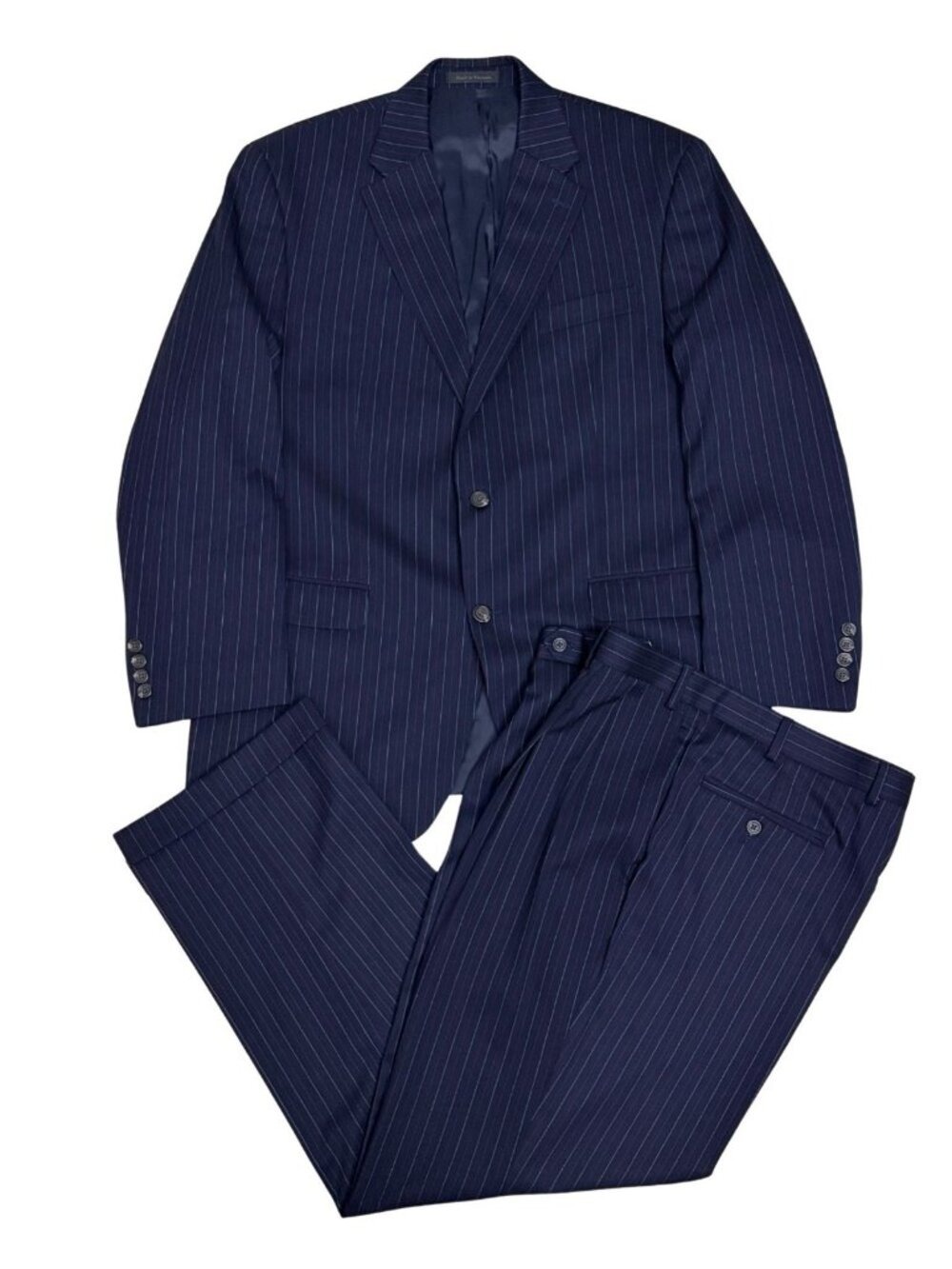 CHAPS Pinstripe SUIT WOOL Blue Business Designer Blazer & Pants Mens 42R